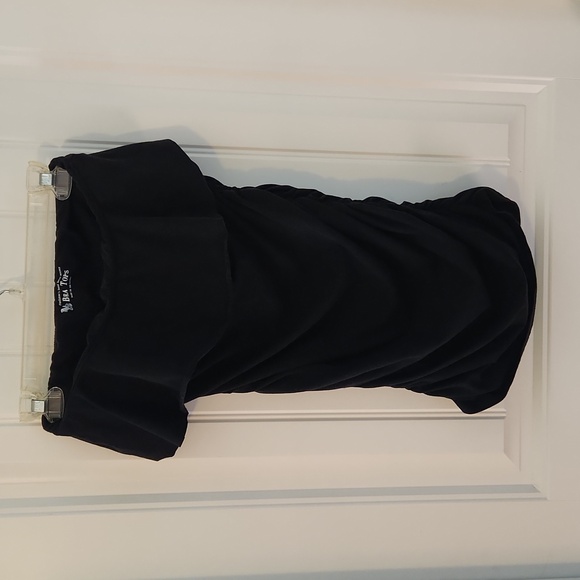 Super sexy strapless ruched ruffled bra top little black dress - Picture 3 of 5